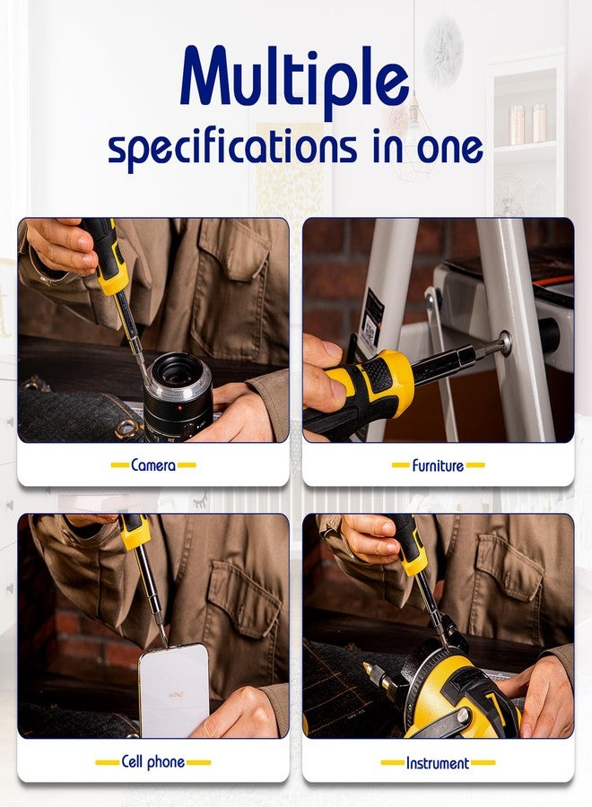 ديلي مجموعة مفكات براغي ديلي EDL260206 6 في 1 مصنوعة من مادة الكروم والفاناديوم، تتضمن رأسين مغناطيسيين ثنائيي الاتجاه PH1+SL5 و PH2+SL6، ومفتاحين مقاس 6.35 مم و 8 مم، وهي مجموعة أدوات إصلاح منزلية لألعاب وأدوات الصيانة (عبوة واحدة، لون أصفر). - Image 5